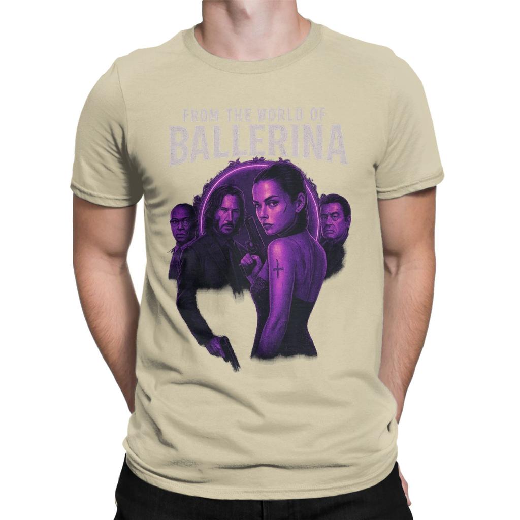 Aus der Welt von John Wick Ballerina 2025 Film T-Shirt Sommer Harajuku T-Shirts Herren 100% Baumwolle Rundhals Große Größen Oberteil T-Shirts Top
