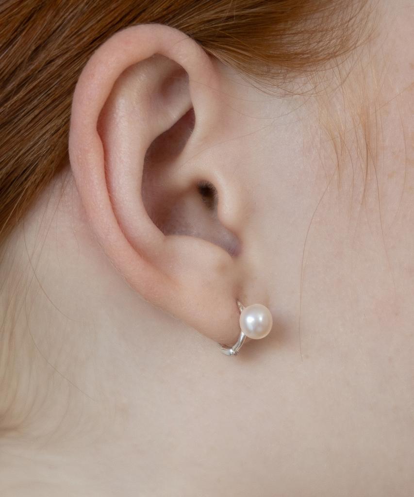 Tatiana (Silver 925) Simple Freshwater Pearl Hoop Earrings Ec3238