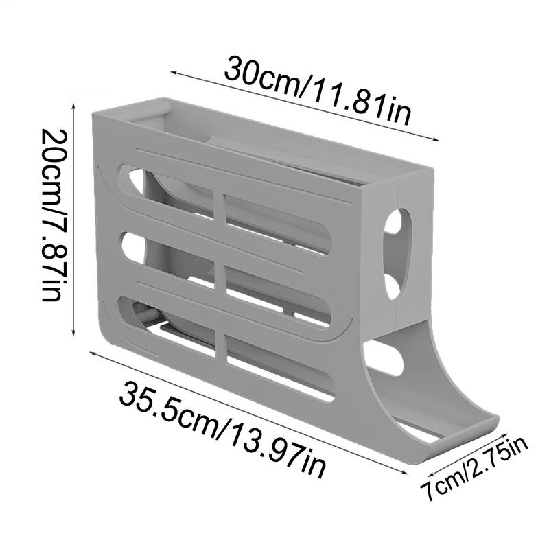 Egg Holder For Counter Auto Rolling Fridge Egg Organizer 4-layer Slide Drop Tray Shelf Space-saving Clear Visibility For RV