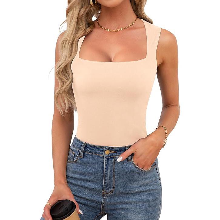 European & American Street Style Square Neck Slim Tank Top - Women's Fashion Base Layer 2025