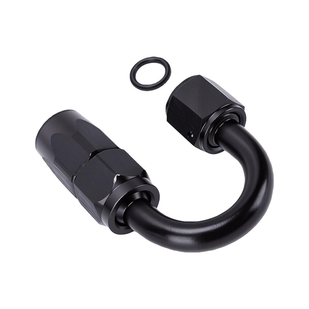 6AN 180 Degree One Piece Full Flow Hose End Fitting Swivel 6061 T6 Aluminum Alloy Hose End Fitting for Braided Hose