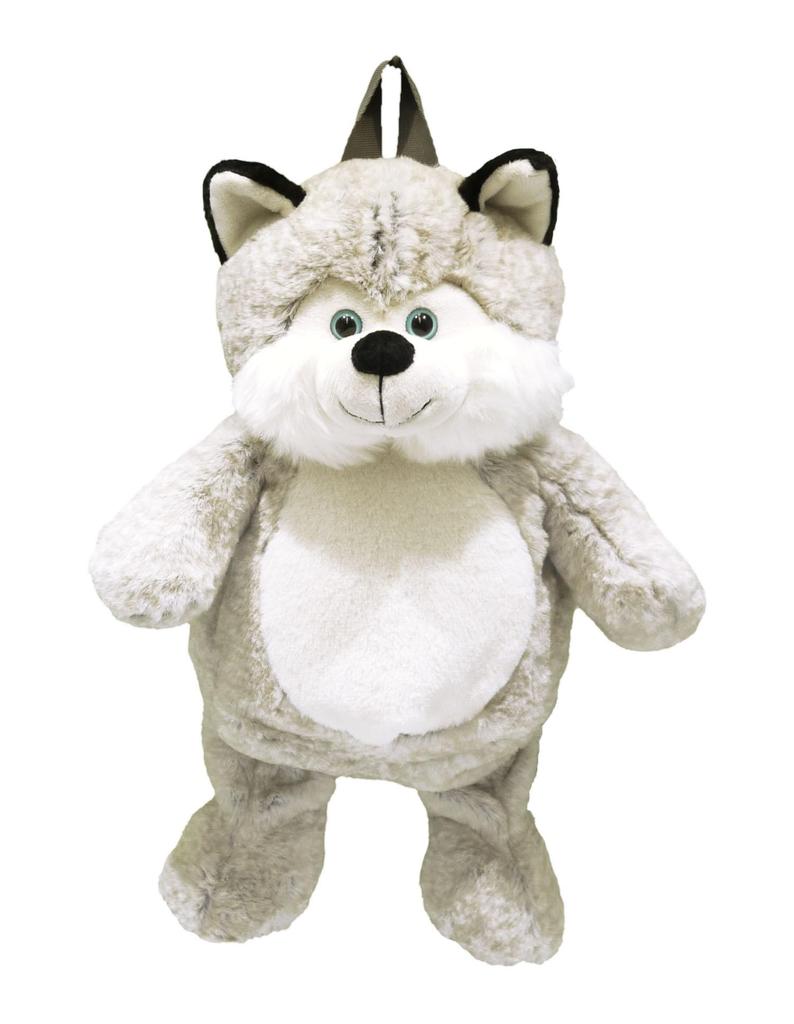 Cute animal plush backpack for adults and children, fluffy material, cute husky dog