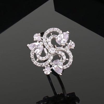 Damen-Ring, glänzend, rhodiniert, Zirkonia, Siegelring