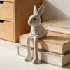 Bunny Figurine Easter Rabbit Sculpture White Rabbit Modern Resin Statue for Desk Cabinet Bookshelf Counter