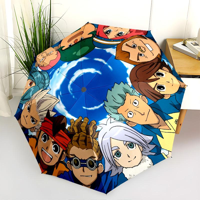 Inazuma Eleven  pattern, automatic folding umbrella, portable and foldable design, 8 ribs, a Christmas or birthday gift.
