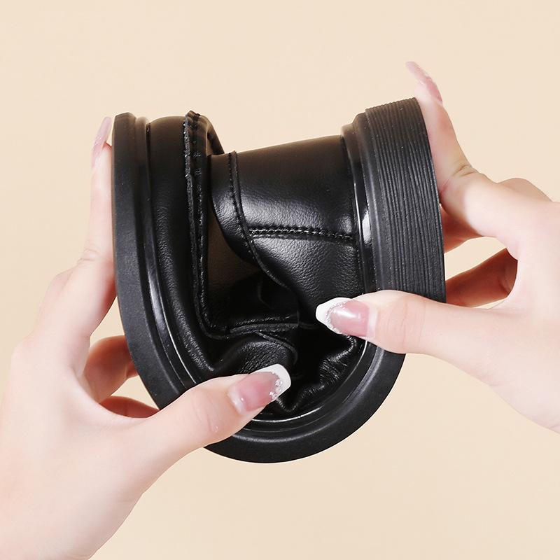 Thick heel thick sole women's 24-season versatile style one-pedal small leather shoes soft sole single shoes