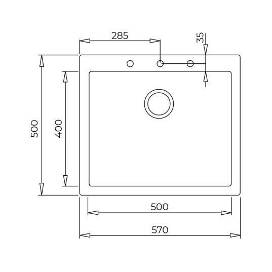 Spüle - TEKA - Forsquare - Tegranit - 50x40 cm - Automatischer Abfluss - Schwarz