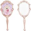 Flower Knows Strawberry Cupid Hand Mirror,Vintage Handheld Mirror,Fancy & Pretty Princess Mirror with Long Handle,Gift for Girls & Women(Milk Pink)