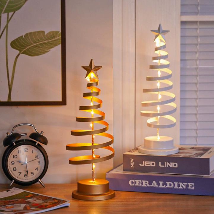 Gold Star Shaped LED Christmas Tree Lights - Iron Art Display Stand for Living Room Atmosphere Lighting