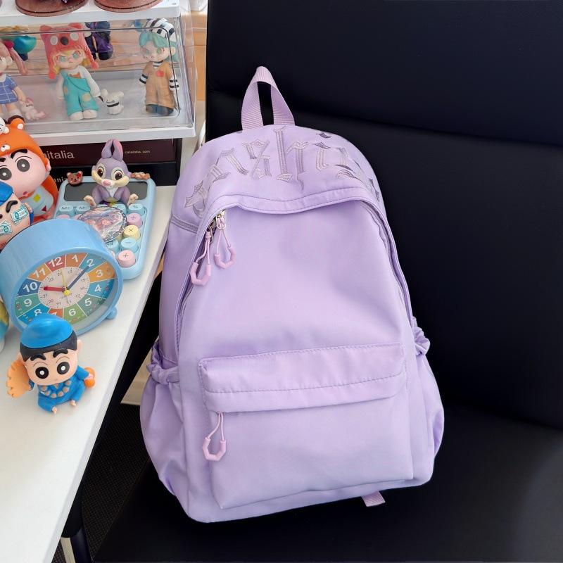 Schoolbag new solid color schoolbag junior high school girls simple high value ins style backpack female trend student sports backpack