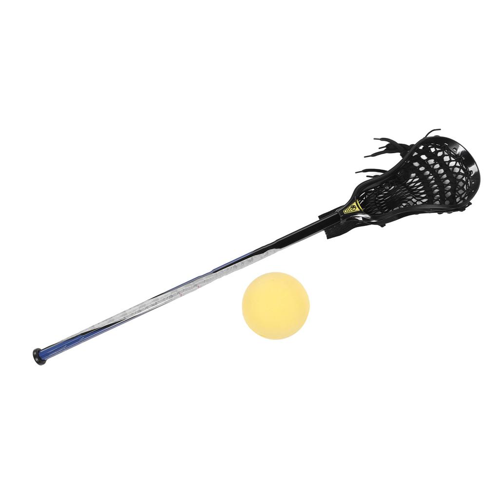 Boys Lacrosse Stick Set Complete 30in with Ball Non Falling Tail Cap Outdoor Team Sports Player Equipment Black Mesh