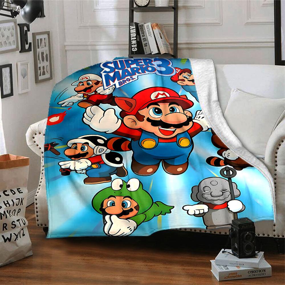 1pc Mario Bros Soft & Warm Flannel Blanket, Multi-Purpose Throw Blanket for Couch, Sofa, Office, Bed, Camping, Travel 141