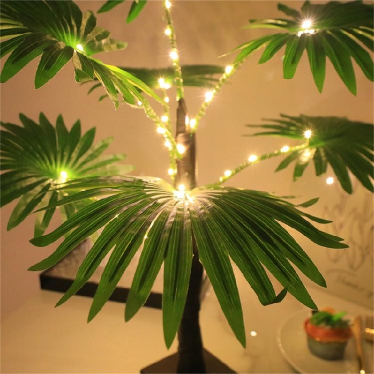 Realistic Glowing Plastic Palms Tree With LED Bulbs Great Decorative Table Lamp For Nighttimes Event