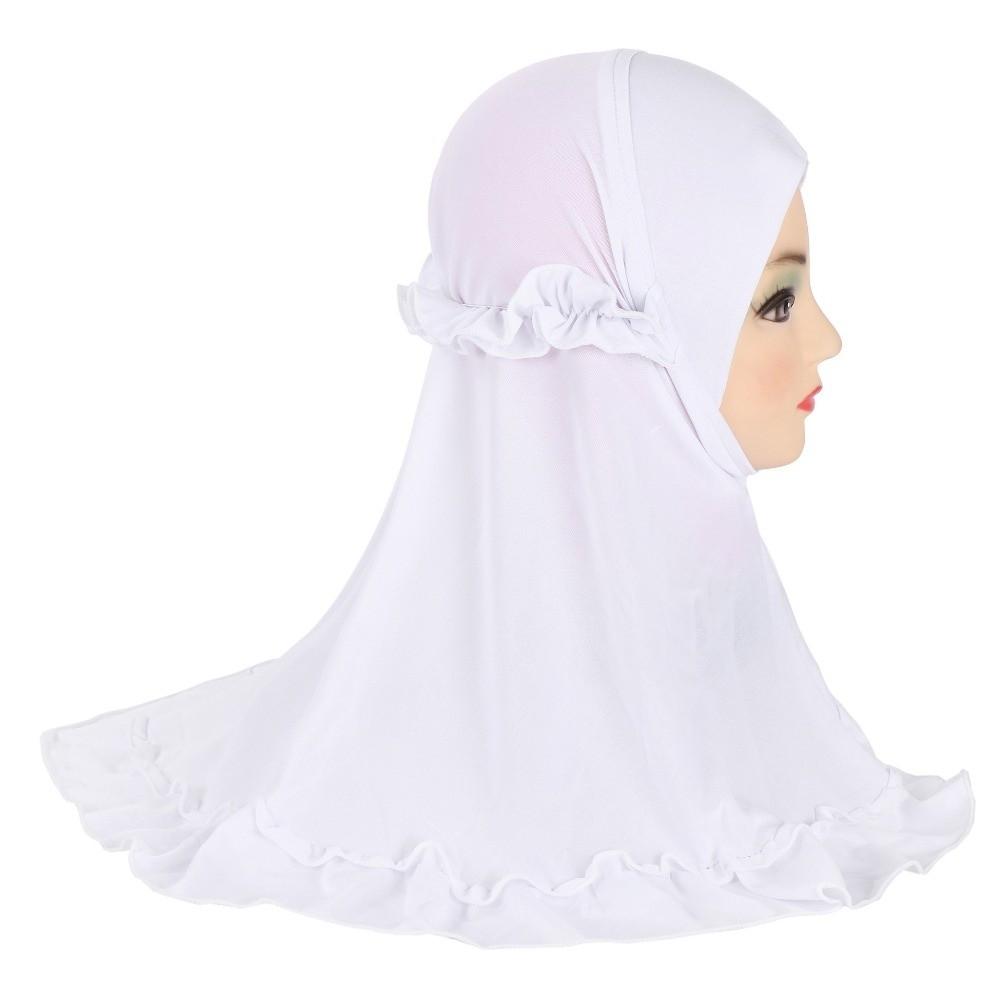 With Crinkles Ruffled Hem Hijab Soft Turban Caps Elegant Girl's Head Scarf Eid Al-Fitr