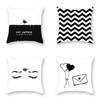 45x45cm Fashion Decor Black and White Gray Printed Pillow Cover Sofa Office Car Seat Lumbar Cushion   Home