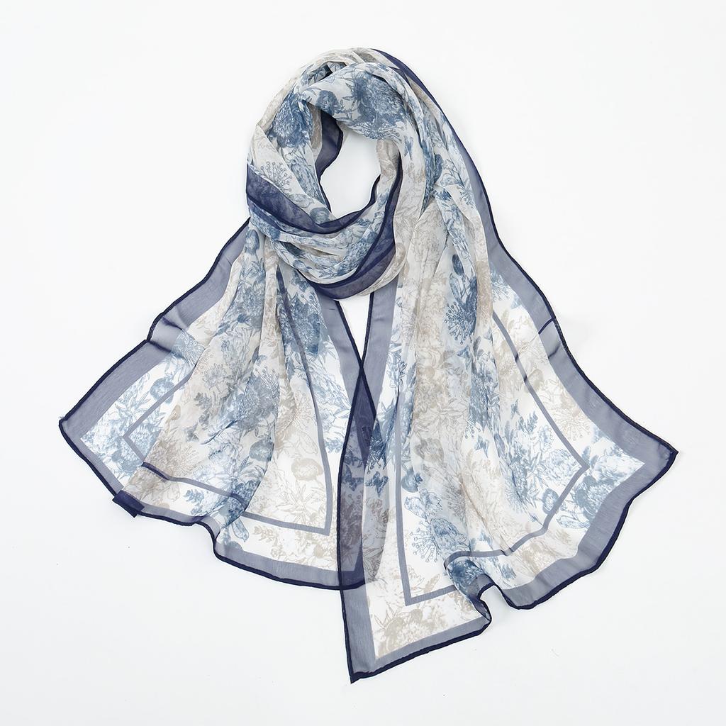 New Beauty Floral Printed Georgette Hijab For Women Thin Soft Scarf Shawl Wrap Middle East Summer Beach Sunscreen Thin Headscarf