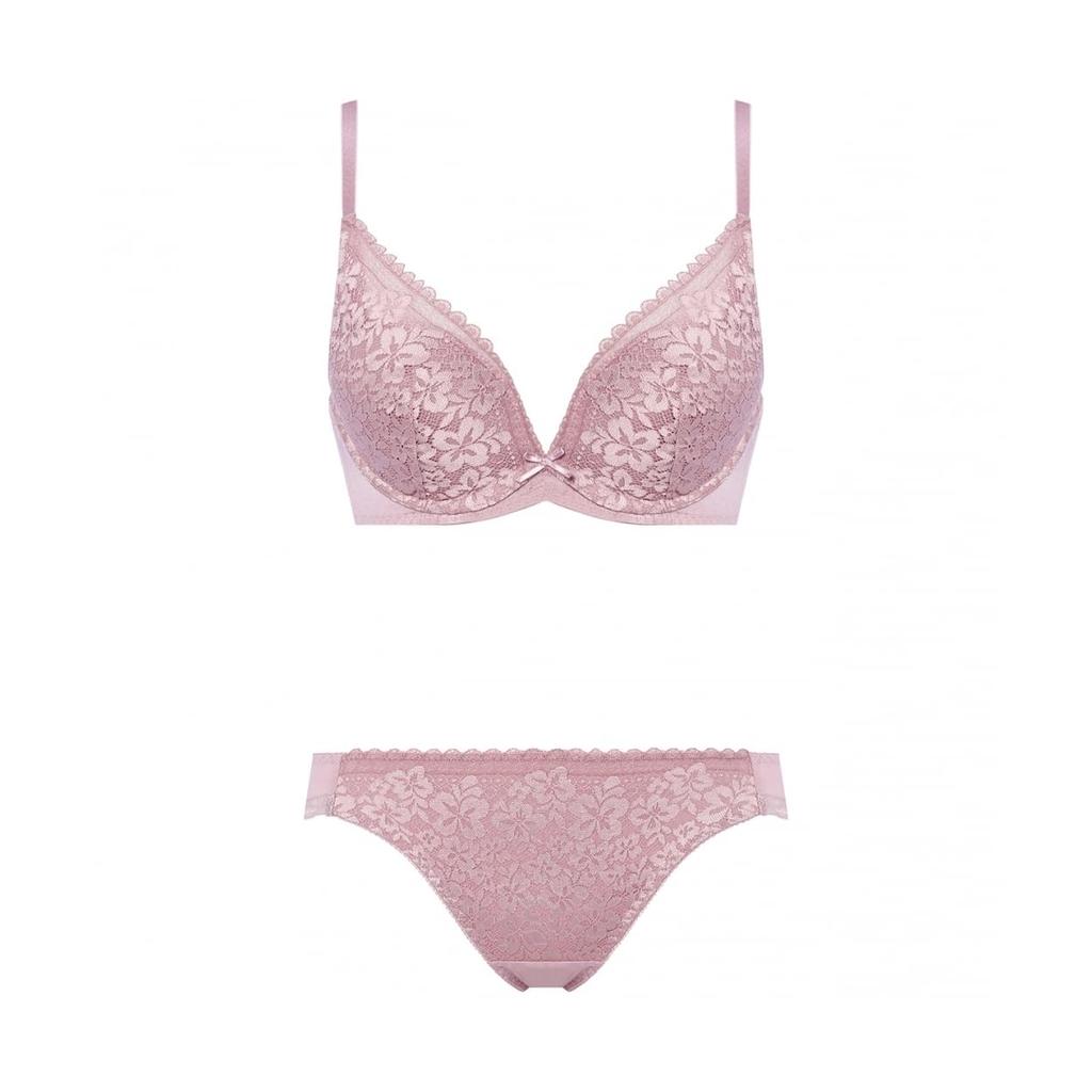 AMOSTYLE Dream Bra Deep V Bra Shorts Set Blooming Petals 6718 E75M Size & (Lilac Orchidee)