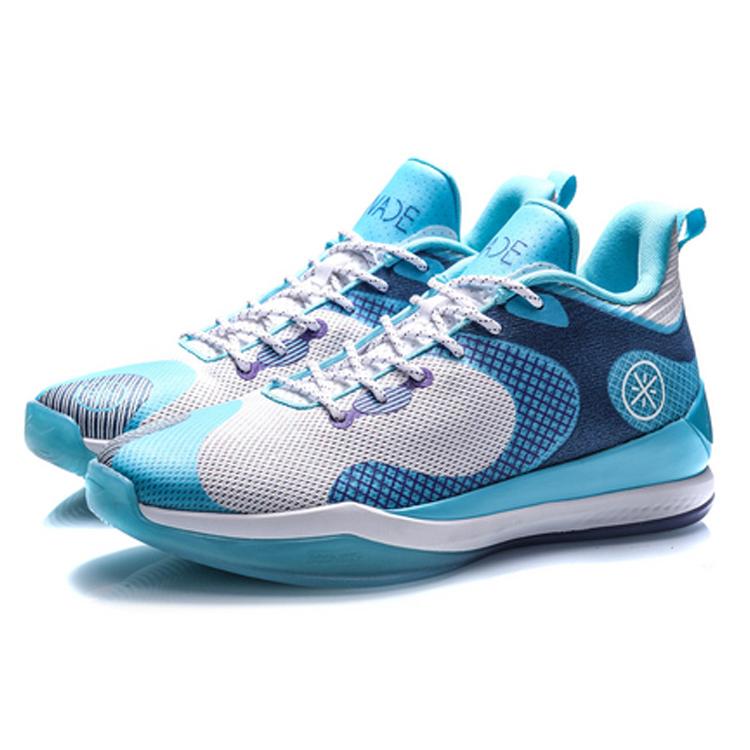 New LiNing Shock Absorbers Rebound Low Top Basketball Shoes Men's Blue White ABAQ061-1