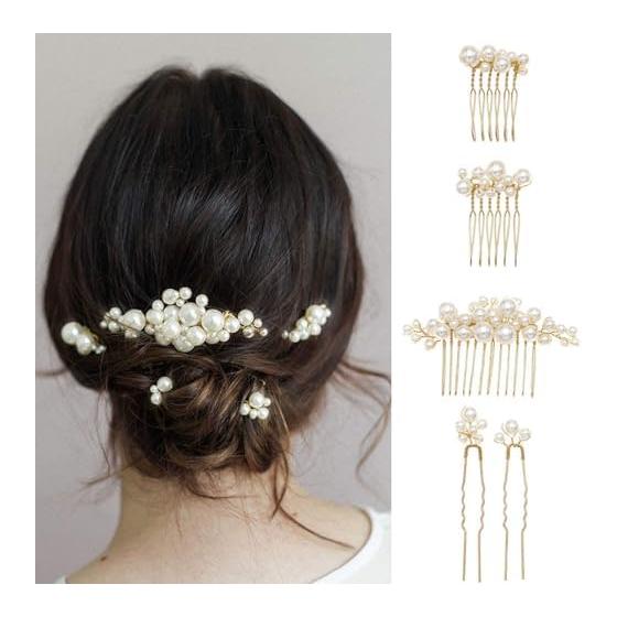 FineGood Pearl Hair Pins U-Pin Hair Accessories Kanzashi Hair Ornaments for Graduation, Entrance Ceremonies, Coming-of-Age Ceremonies, Photoshoots,