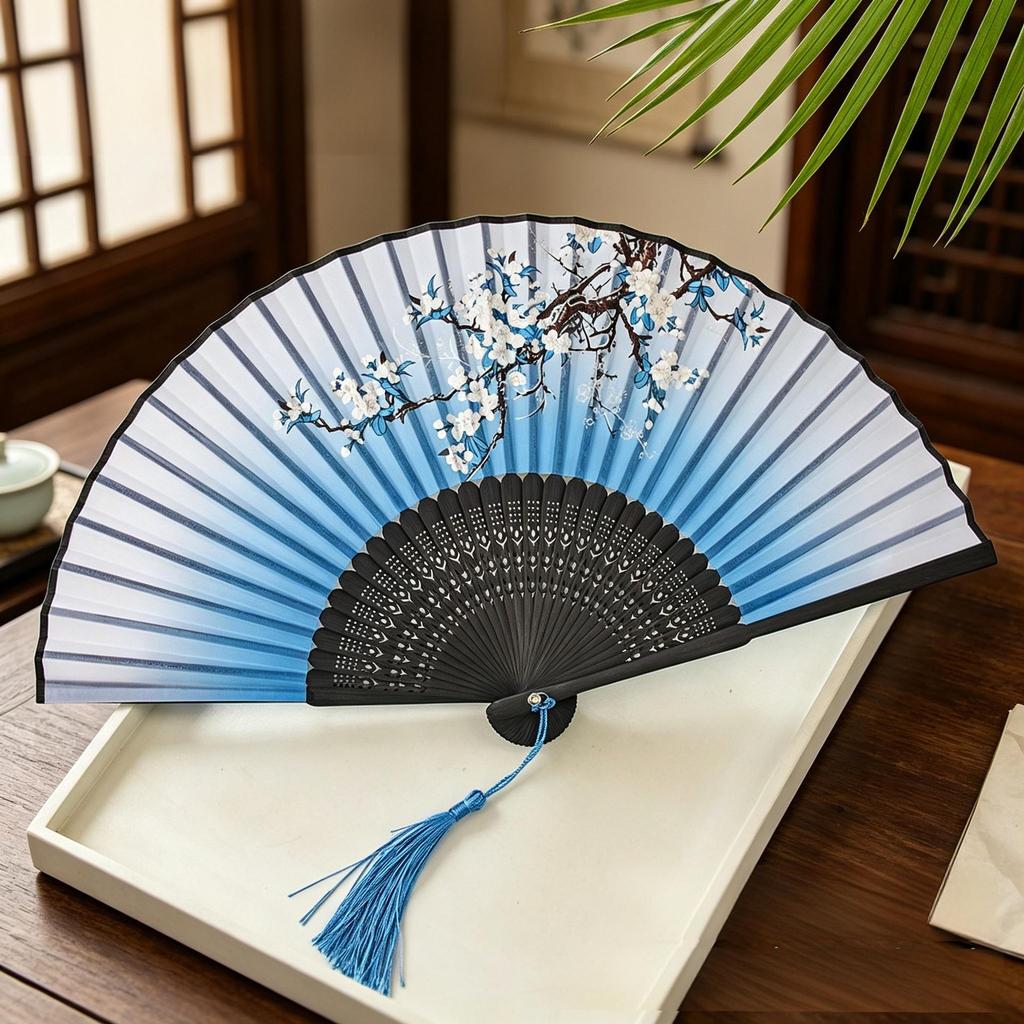 Er Qing Ancient Chinese Hanfu Dance Fan: Portable Silk Fan for Women