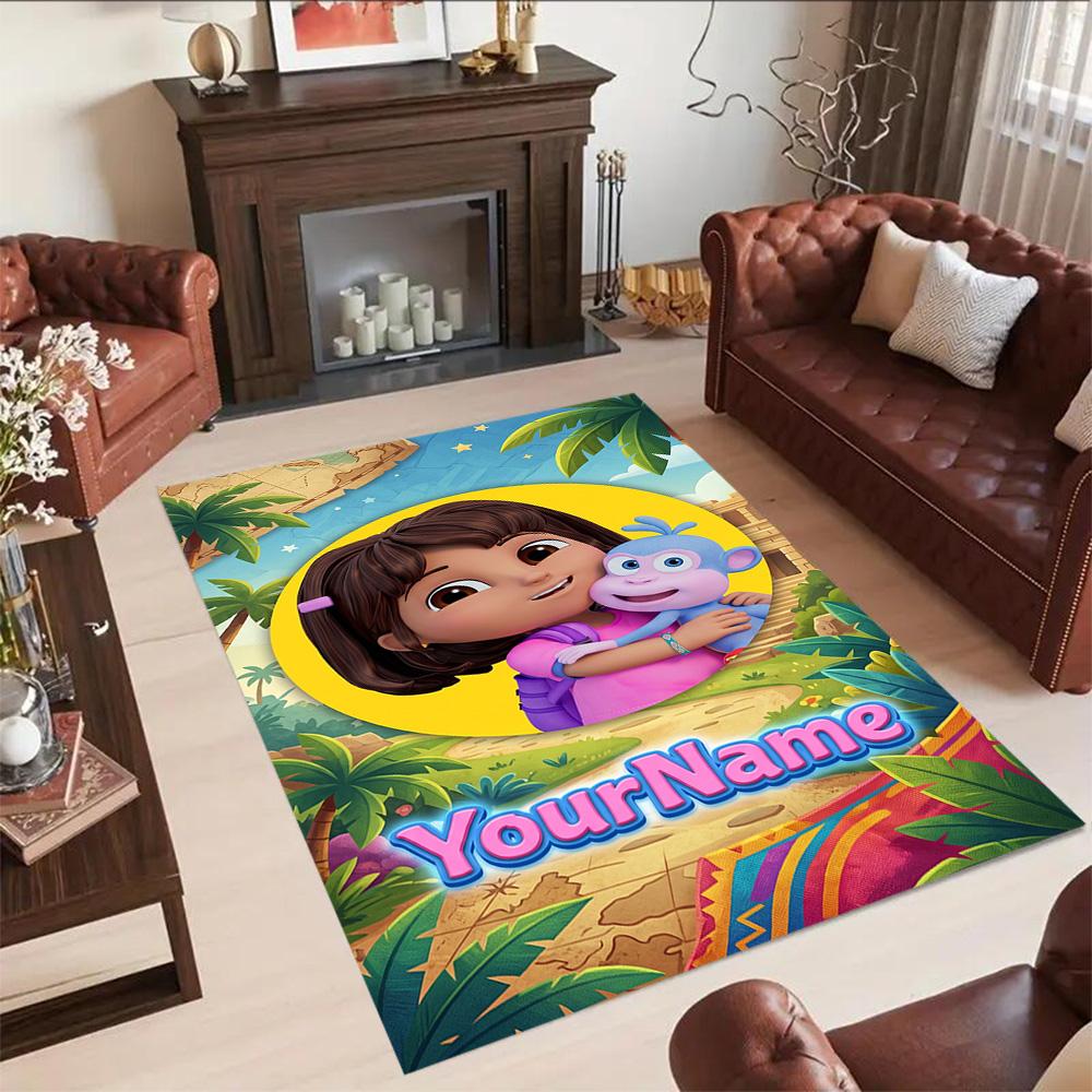 Dora Explorer Personalized Text Area Rug Design for Study room Dining Room Balcony Kitchen Antislip Carpet Anime Office Decor