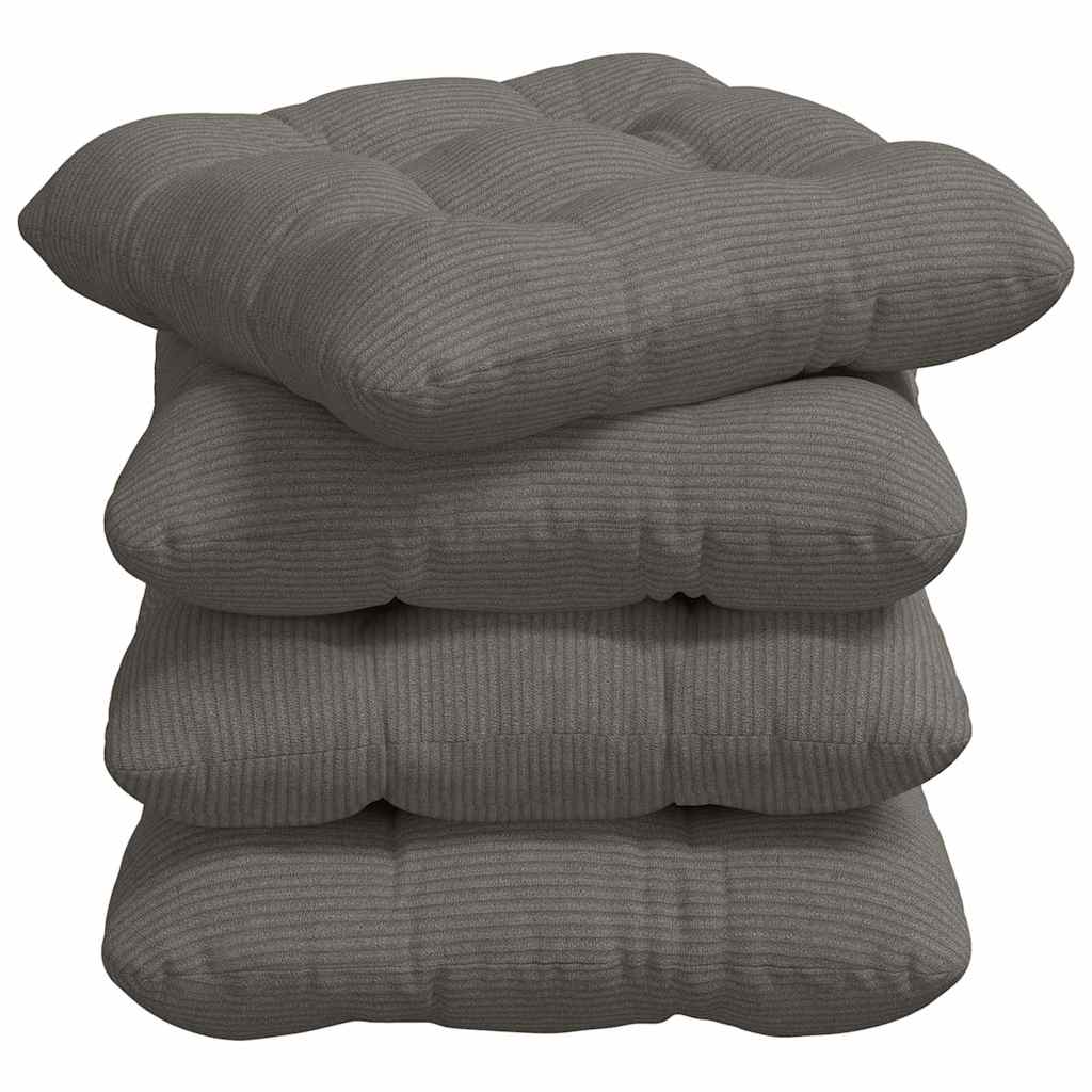 Seat Cushion Set 4 Pcs Light Grey 40 X 40 Cm Corduroy Fabric
