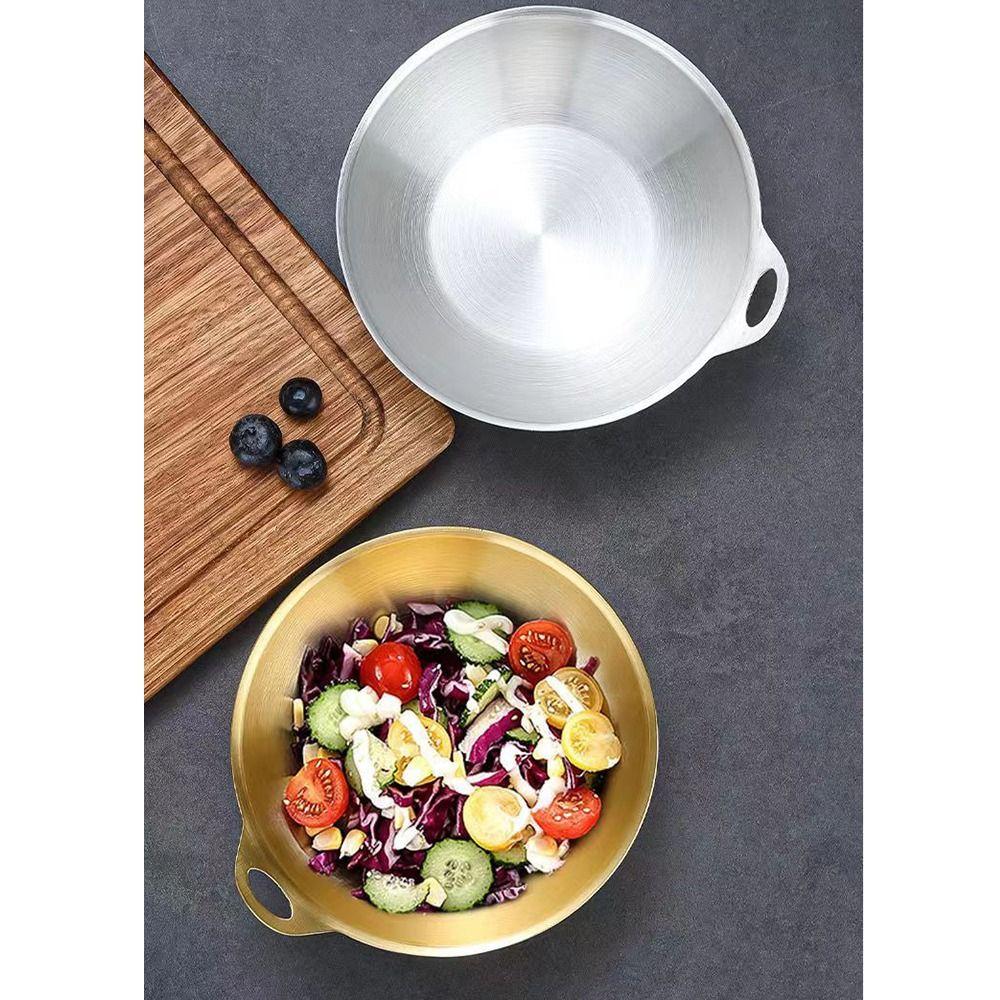 Grande Capacité Bol à Salade en Acier Inoxydable Bord Lisse Contenant Alimentaire Bol à Nouilles Soupe Coréenne
