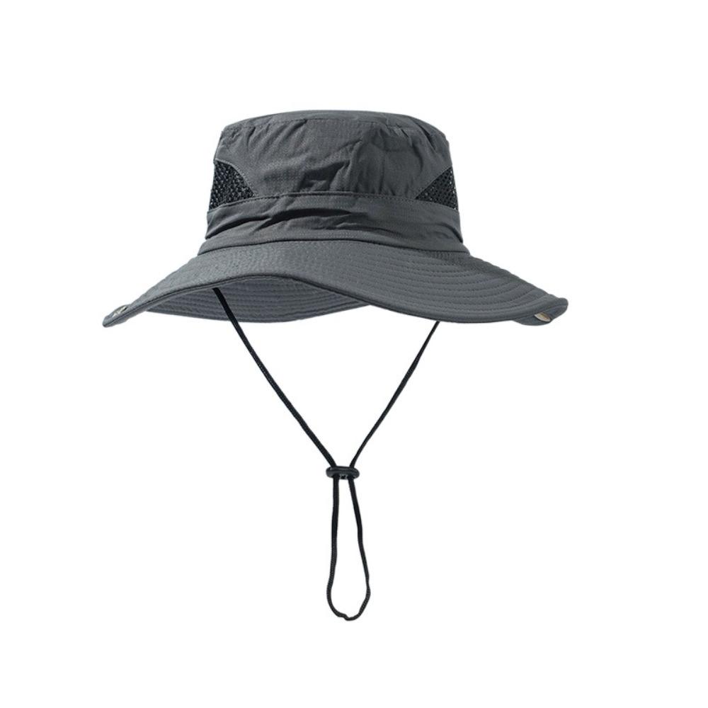 Windproof Portable Big Visors Wide Brim Anti-UV Fishing Cap Breathable Foldable Bucket Hat Hiking