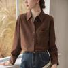 Y2K-Style Women's Corduroy Shirt - Brown, Long Sleeve, Warm, Autumn, Casual.