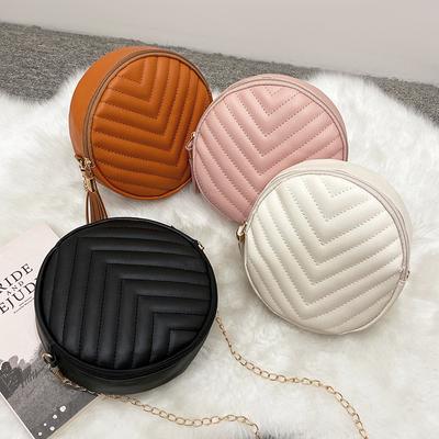 Embroidered Small Round Bag Simple Fashion Messenger Bag Women's Shoulder Round Bag