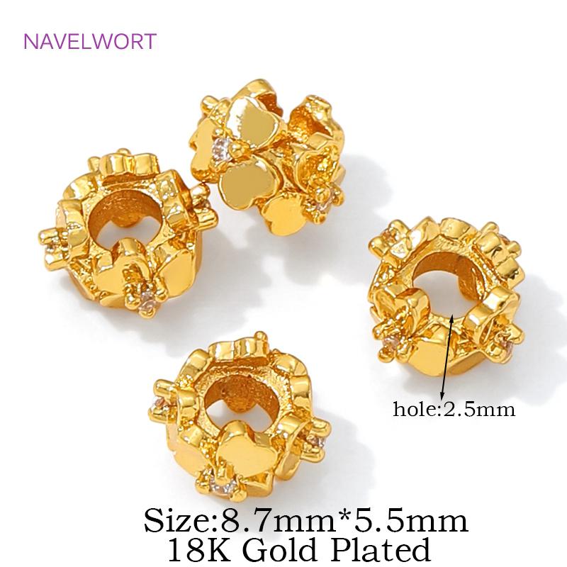 

Модные Латунные Разделительные Бусины с Цирконами, Позолоченные 18K, Россыпью, Разделители Для Бусин, Аксессуары Для Изготовления Браслетов и Ожерелий DIY 2 Pieces
