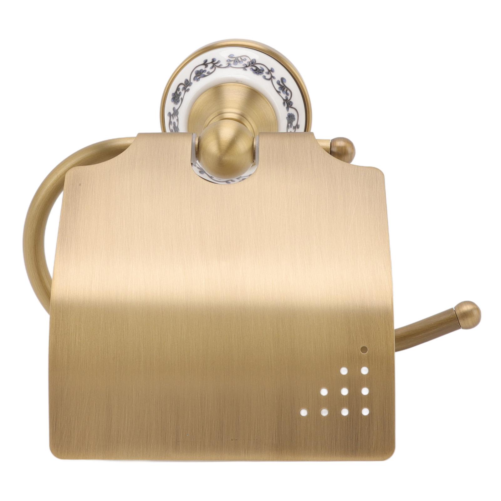 

Vintage Toilet Paper Holder Metal Paper Towel Holder Rack with Porcelain Decoration Wall Mounted for Bathroom