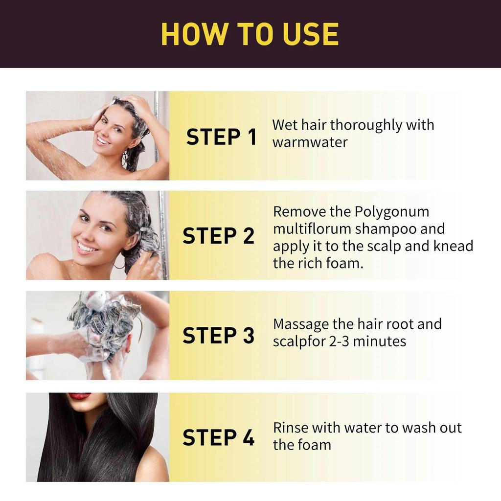 EELHOE Black Hair Dye Shampoo 3 In 1  Darkening Deep Nourishing Black Hair Dye Shampoo Natural Organic Herbal