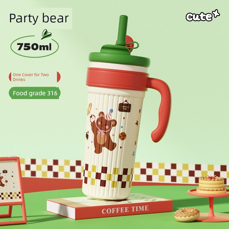Large-Capacity Thermos Cup for Women, Good-Looking Ice Cup, Portable Car Coffee Cup, Outdoor Sports Water Bottle, Tea Cup