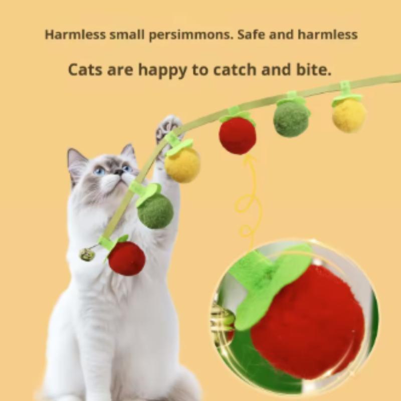 Tomato Shaped Durable Cat Teaser Toy with Bell Interactive Self-Play Kitten Boredom Relief Essential Pet Supplies for Cats