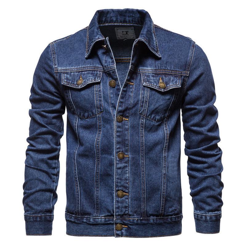 

2026 Spring Men s Slim Fit Korean Style Denim Jacket, Plus Size Fashion Casual Cardigan Coat M темно-синий