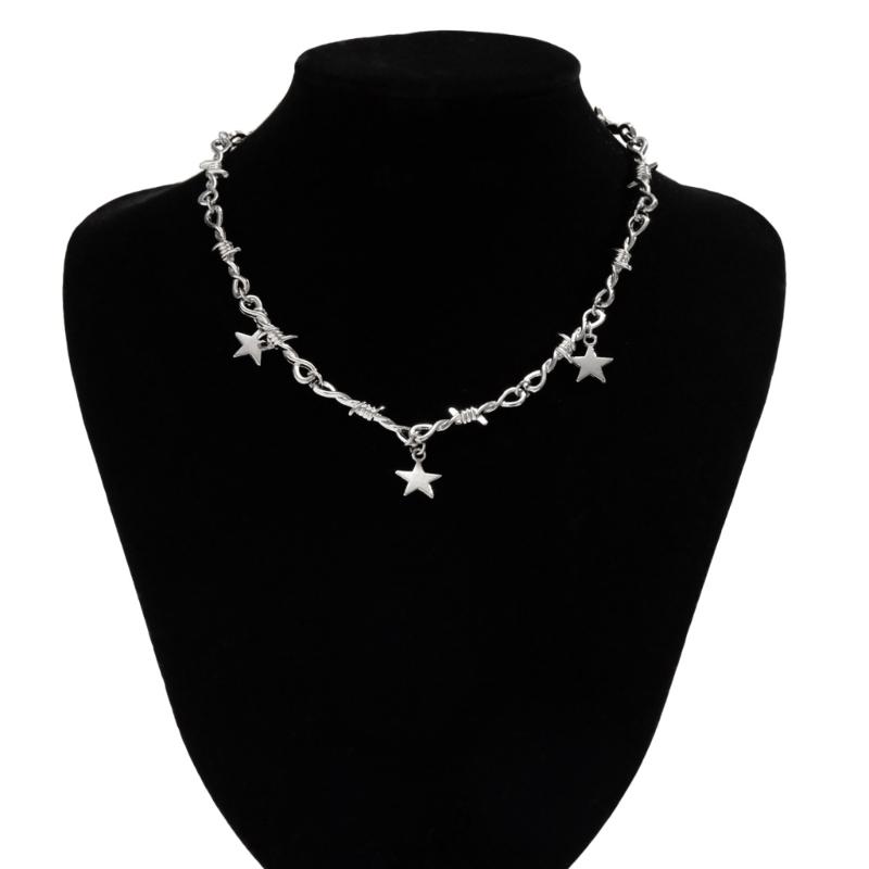 Fashion Star Pendant Necklace Temperament Collar Necklaces Clavicle Chain Choker Jewelry Punk Thorn Chain Necklace