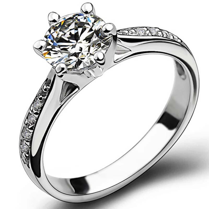 

Xiang er 70-Point Diamond-Style Silver Ring, Six-Prong Setting, Women s Japanese/Korean Wedding Gift Style. HK Size 11
