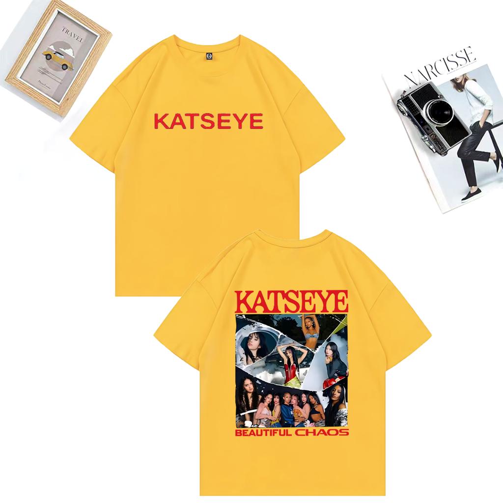 Fashion KATSEYE The Beautiful Chaos Printed T Shirts Men Women's Vintage Clothes High Quality T-shirt Cotton Short Sleeve Tees