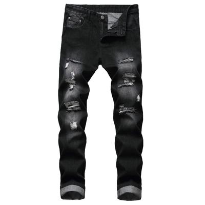 Jeans masculino rasgado, reto e slim, de cor clara