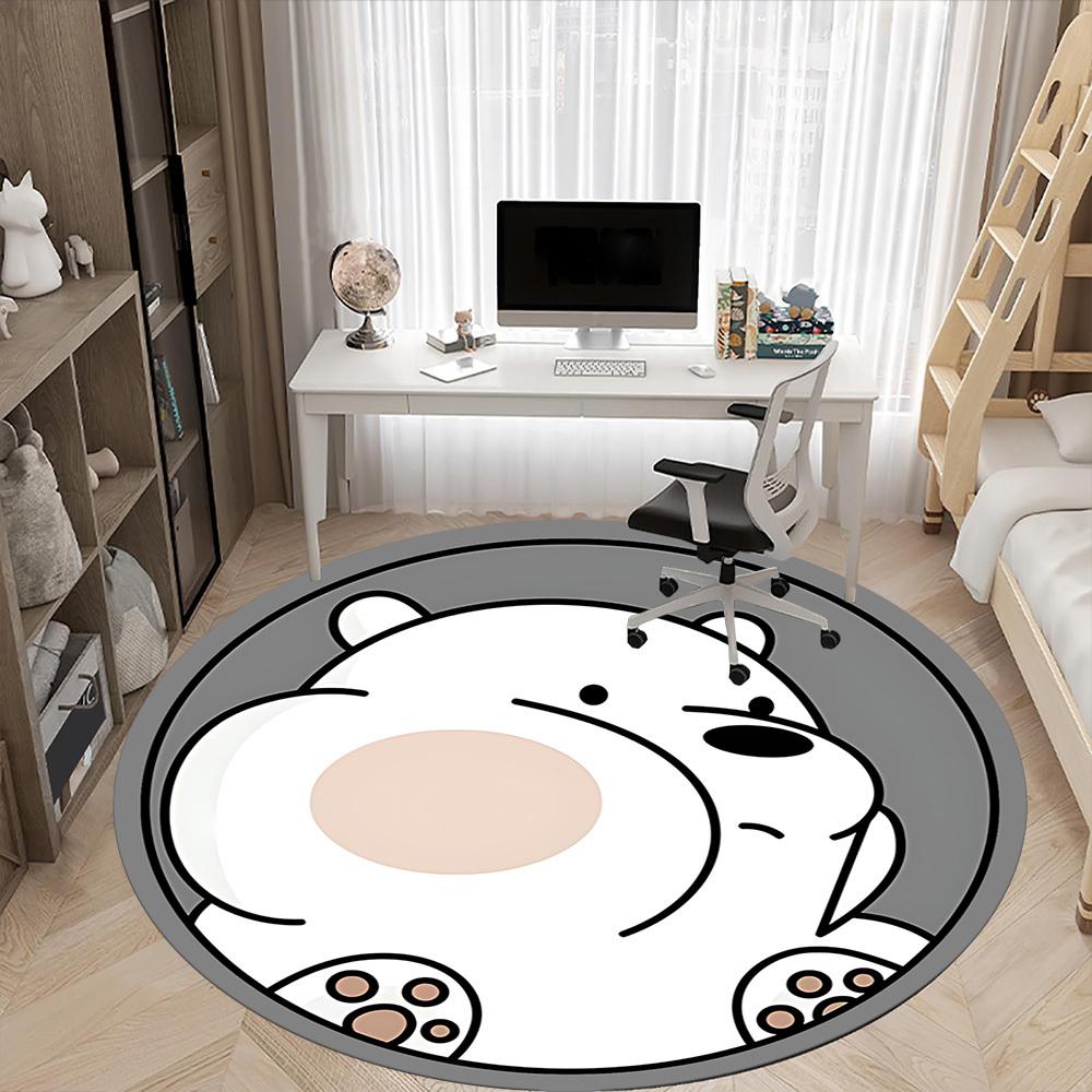 1pc We Bare Bears Office Round Area Rug, Under Office Chairs Bedroom Living Room Home Decor, Room Deco, Available In Various Sizes