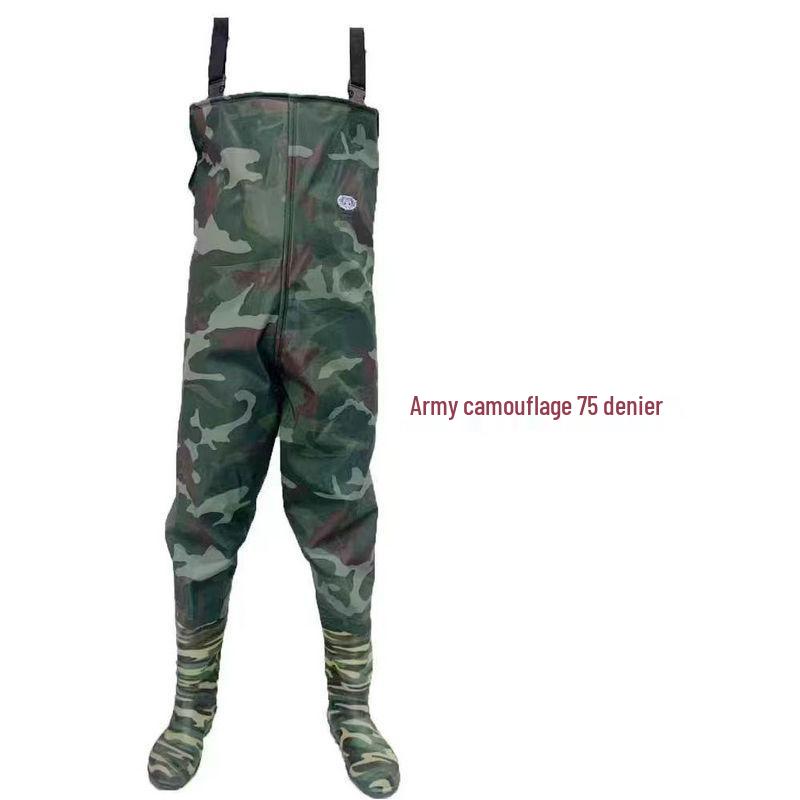 Men's One-Piece Wading Suit: Waterproof Thickened Pants with Integrated Rain Boots for Fishing