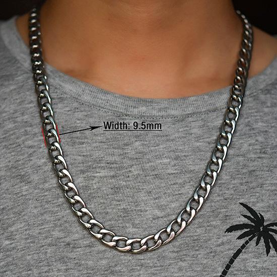 Men's Necklace Round Cuban Link Neck Chain Stainless Steel for Women Men Copper Color Punk Boy Choker Metal Jewelry Accessories