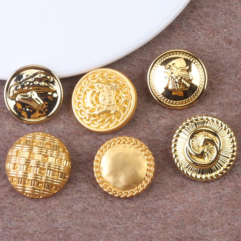 5pcs Suit Button Accessories, Metal Embossed Coat Buttons, Retro Gold Buttons, Coat Trench Coat Hand Seam Buttons