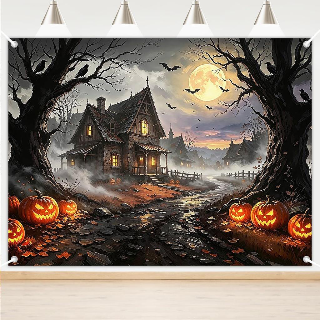 Halloween Backdrop Haunted House Halloween Banner Photo Props 8x6ft