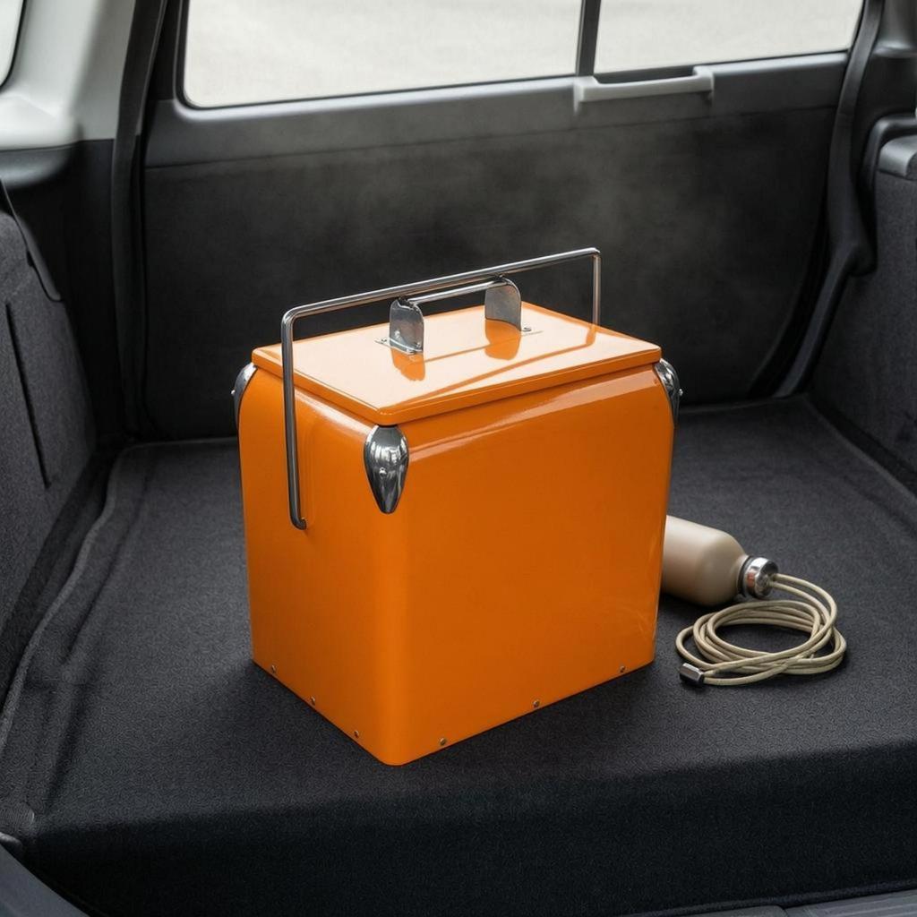 Portable 13L Outdoor Insulated Cooler Hard Metal Ice Box Thermal Chest