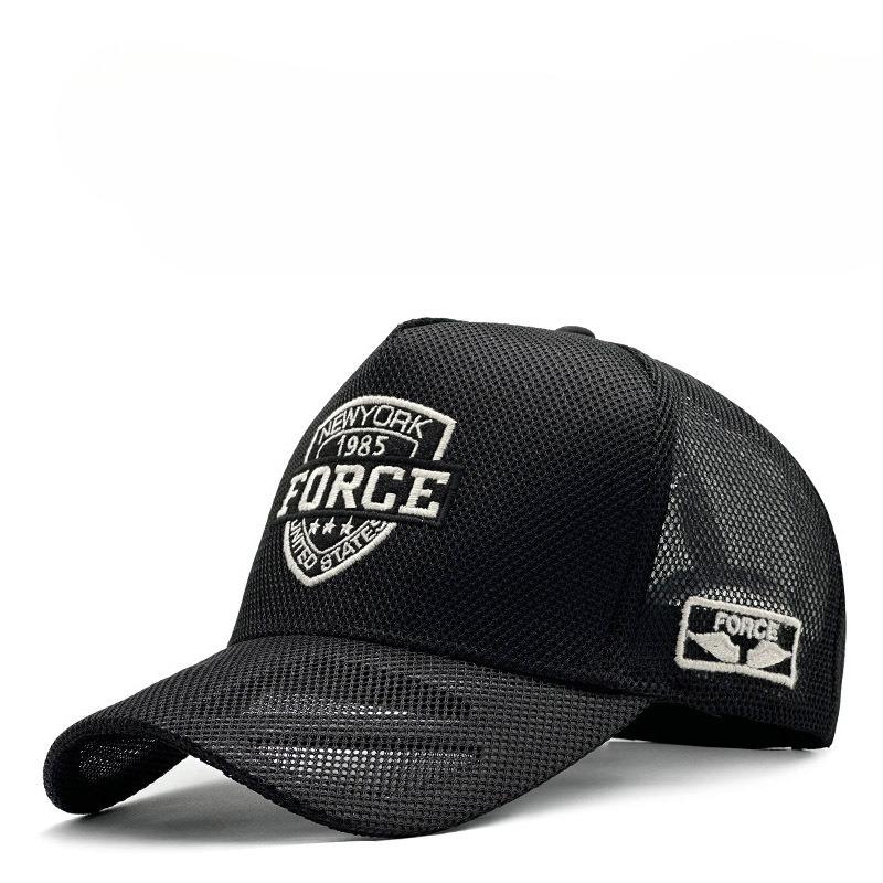 Große Größe 60-65 cm Sommer Baseballkappe Mode Ausgeschnittenes Netz Sonnenschutzhut Leicht Stickerei Buchstabe Sportkappe 61-65cm black