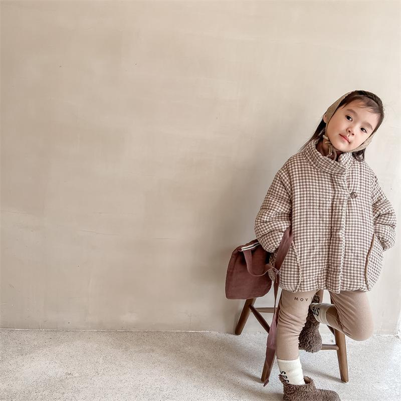 Winter Toddlers Kids Plaid Thicken Coats Fleece Children Warm Outerwear