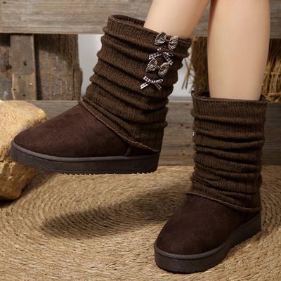 Mode Japanischer Stil Schleife Detor Damen Schneestiefel Winter Slip On Plateau Schneestiefel Frau Schick Mix Farbe Warm Botas Damen