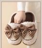 Women's Bowknot Plush Cotton Winter Slippers - Cute, Warm, Thick-Soled Indoor Footwear